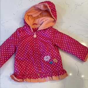 London Fog . Pink Polka Dot Hooded Jacket